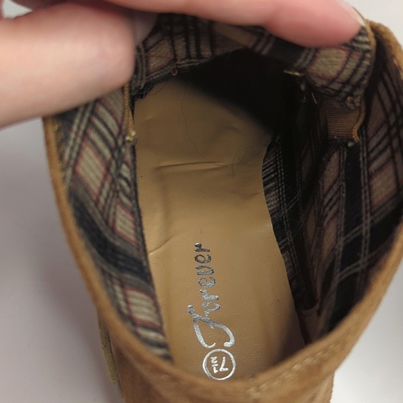 Forever Tan Suede Wedge Shoes 2.5 Inch- Women's Size 7.5 Brown Casual Work - Picture 6 of 9